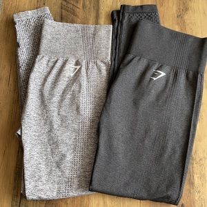 set of 2 gymshark large black and gray vital seamless leggings (like new)